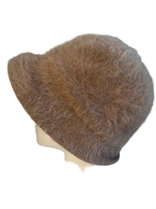 Vintage Kangol Angora Rabbit Fur Hat Made in England Furgora Tan Bucket Fuzzy